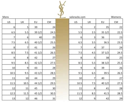 saint laurent shoe size guide